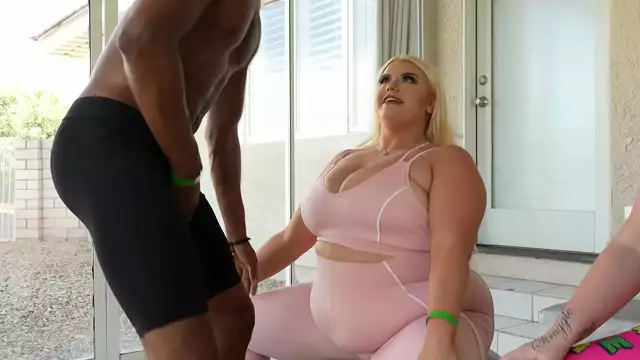 Fitness Trainer Gets Blown by Blonde MILFs ~ BBC Porn Video