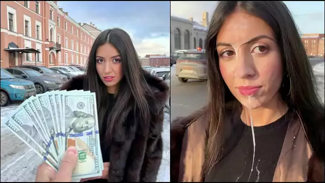 Madura mqmf gets corrida en su cara en público para un reward - cumwalk